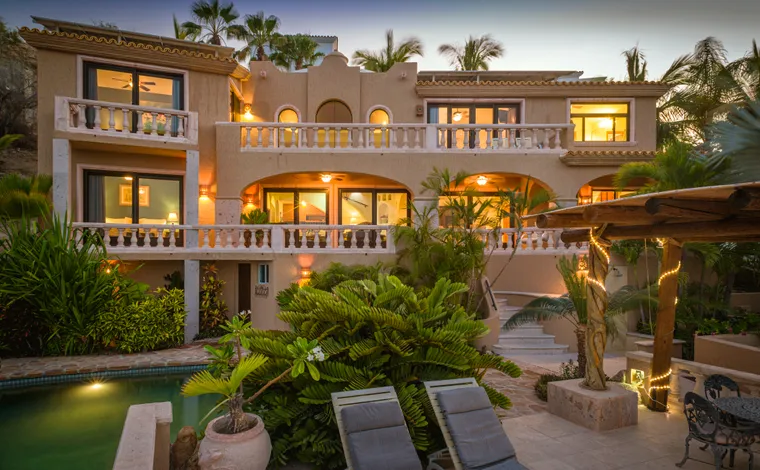 Modern homes for sale in Palmilla beachfront villa with direct sand access, infinity pool, and panoramic Sea of Cortez views