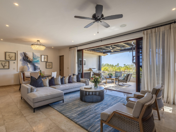 Palmilla Dunes residence club Experience elevated resort style living in this stunning 3-bedroom penthouse. Designed with an expansive open-concept layout, the living, dining, and kitchen areas flow seamlessly together, highlighted by oversized sliding glass doors that open to a spacious private terrace, ideal for outdoor dining and elegant entertaining.Each of the three bedrooms offers a beautifully appointed in-suite bathroom and refined furnishings, providing comfort, privacy, and a sophisticated retreat for residents and guests alike.The private rooftop terrace is designed for exceptional outdoor living, featuring a built-in BBQ, fire pit, and generous lounge seating--perfect for enjoying the ocean – Palmilla Dunes Penthouse, San Jose Corridor, Baja California Sur BS